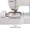 Brother embroidery machine with 4x4 inch embroidery field and colorful floral design