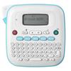 Brother P-touch label maker with QWERTY keyboard and LCD screen in white and teal
