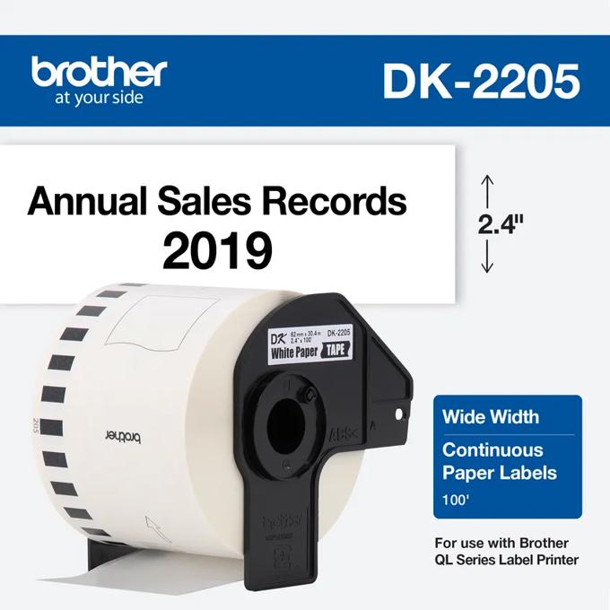 Brother DK-2205 continuous paper label roll, 2.4 inches wide, 100 feet long