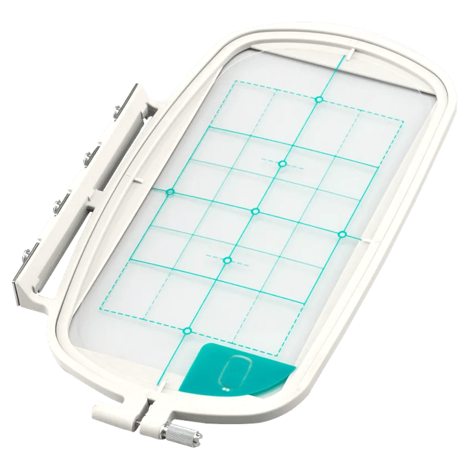 Brother embroidery hoop with grid markings for precise fabric positioning