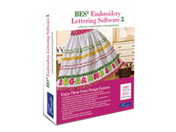 Brother BES Embroidery Lettering Software 3 package with decorative towel design samples
