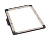 Brother embroidery frame with magnetic clips and warning labels on white background