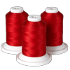 Three red embroidery thread spools on white bases for Brother sewing machines