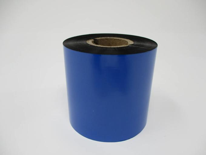Brother blue thermal transfer ribbon roll with black ink on cardboard core