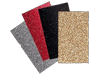 Four glitter cardstock sheets in silver, red, black, and gold colors for crafting projects