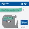 Brother P-touch M-721 non-laminated label tape cartridge with black text on green background