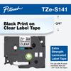 Cartucho de cinta Brother TZe-S141 con impresión negra sobre transparente, laminado extra resistente