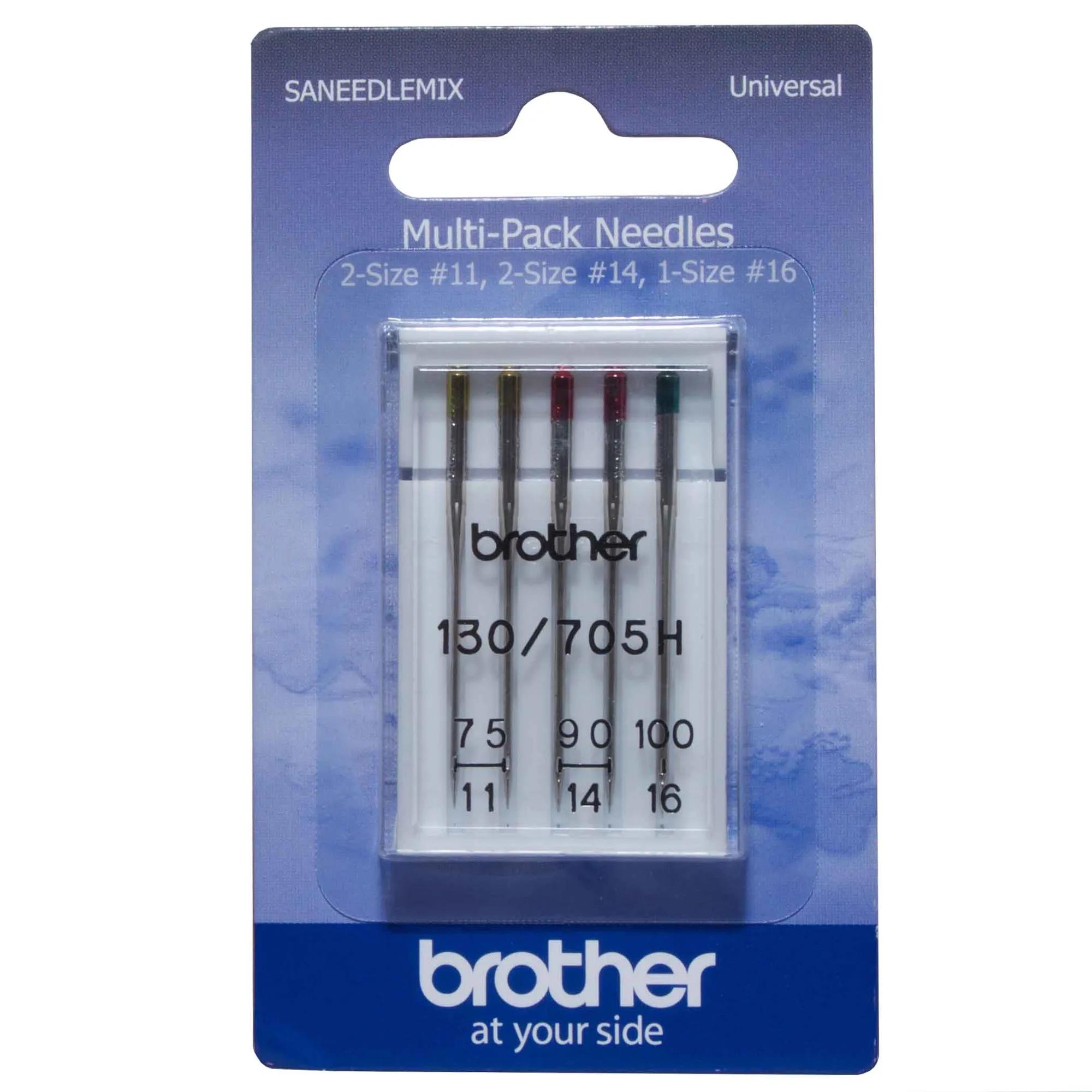 Brother universal sewing machine needles multi-pack with sizes 11, 14, and 16