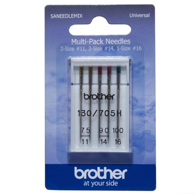 Brother universal sewing machine needles multi-pack with sizes 11, 14, and 16