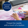 Brother sewing machine with advanced needle threading feature stitching colorful fabric