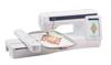 Brother Expedition embroidery machine with touchscreen and embroidery hoop displaying design