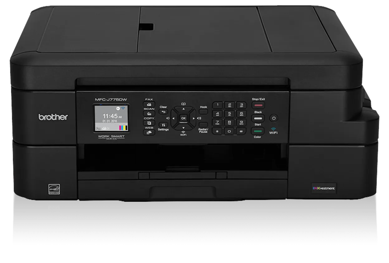 Brother MFC-J775DW all-in-one inkjet printer with wireless connectivity and touchscreen
