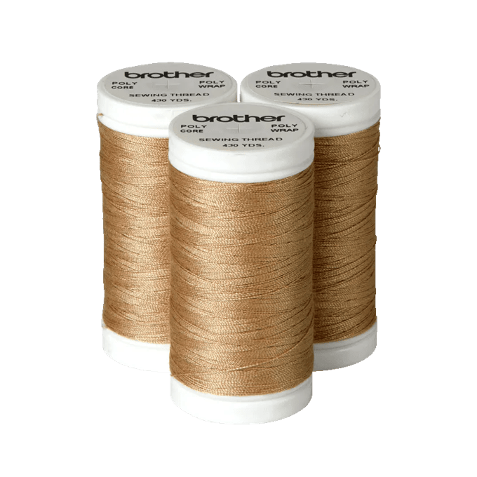 Brother polyester core sewing thread spools in gold, 430 yards each