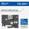 Cartucho de cinta laminada de resistencia extra Brother TZe-S211 con texto negro sobre blanco