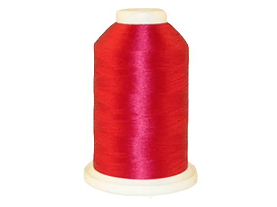 Brother embroidery thread spool in vibrant red on white cone