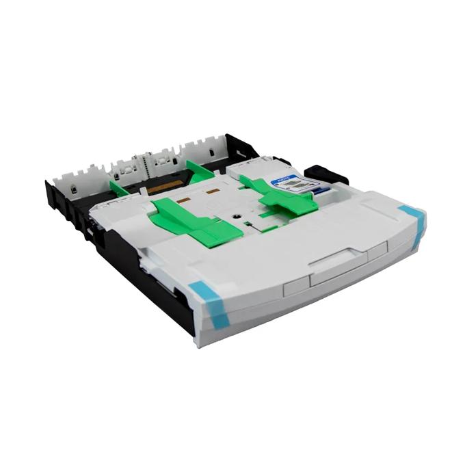 Brother printer paper tray with green guides and adjustable width sliders