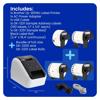 Brother QL-810Wc wireless label printer with included label rolls, power adapter, and USB cable