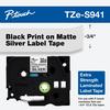 Cartucho de cinta para etiquetas laminada extra resistente Brother TZe-S941 plateado mate