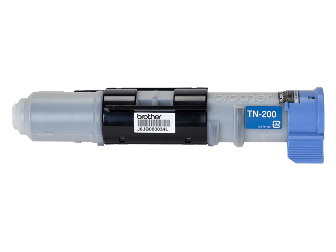 Brother TN-200 high-yield toner cartridge with blue cap and transparent casing
