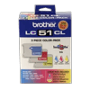 Brother LC513PKS 3-pack color ink cartridges in cyan, magenta, and yellow