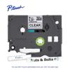 Brother P-touch TZe laminated label tape cartridge, 9mm, black on clear, with labeled samples