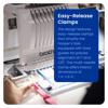 Brother embroidery machine with easy-release clamps and multi-needle design for precise stitching