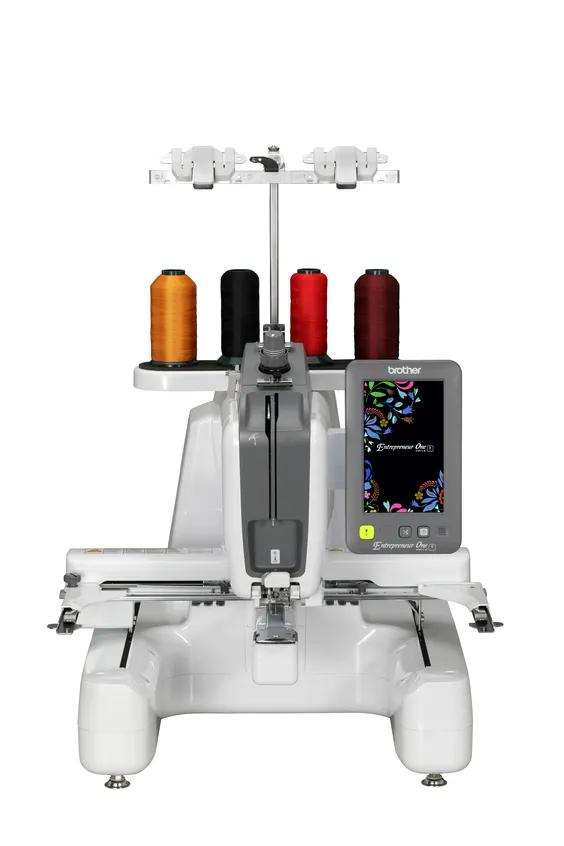 Brother embroidery machine with multi-spool thread stand and touchscreen display