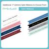 Brother P-touch embellish satin ribbon collection in various colors with gold text
