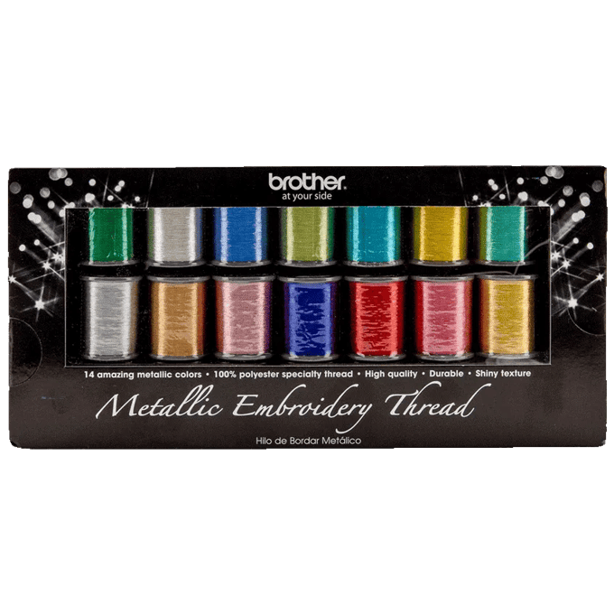 Brother 14-color metallic embroidery thread set with polyester specialty thread spools