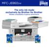 Brother MFC-J6960DW all-in-one inkjet printer with genuine ink cartridges and printed documents