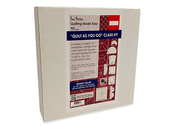 Brother Quilt as You Go class kit with templates and ruler in white storage box