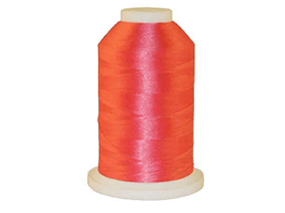 Brother embroidery thread spool in vibrant coral-orange polyester with white cone base