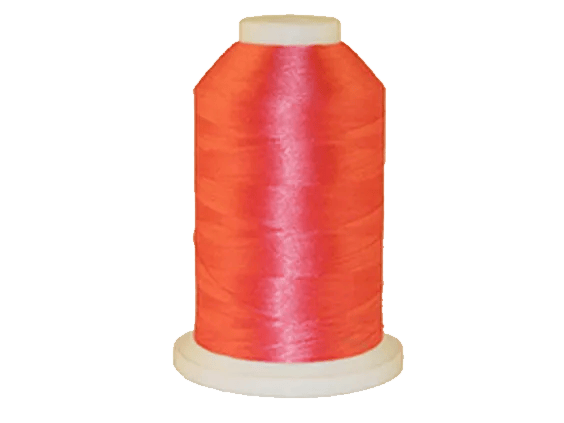 Brother embroidery thread spool in vibrant coral-orange polyester with white cone base