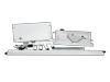 Brother quilting frame rail assembly with white panels and metal rods