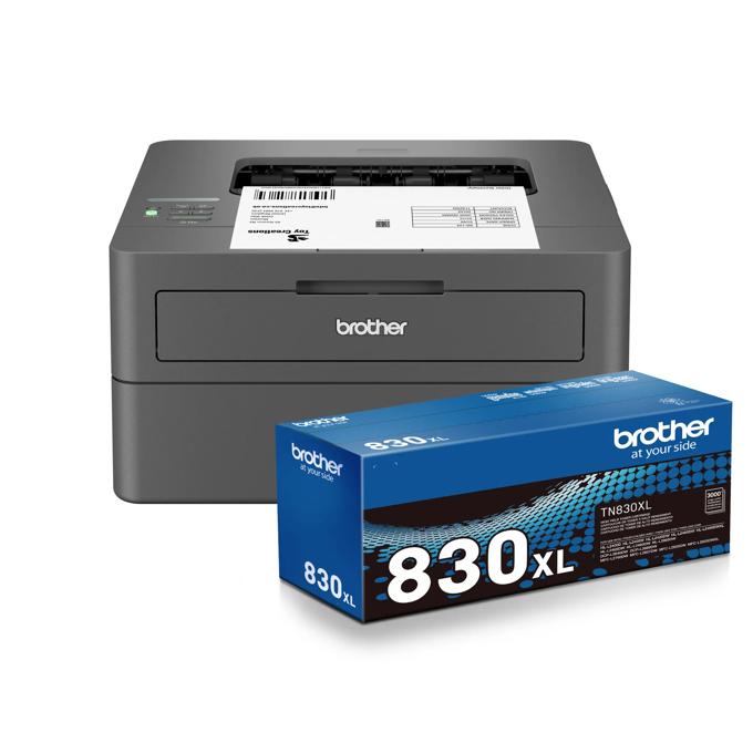 Brother HL-L2405W wireless monochrome laser printer with TN830XL high-yield toner cartridge