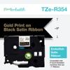 Brother TZe-R354 embellish satin ribbon cartridge with gold print on black, 24mm width