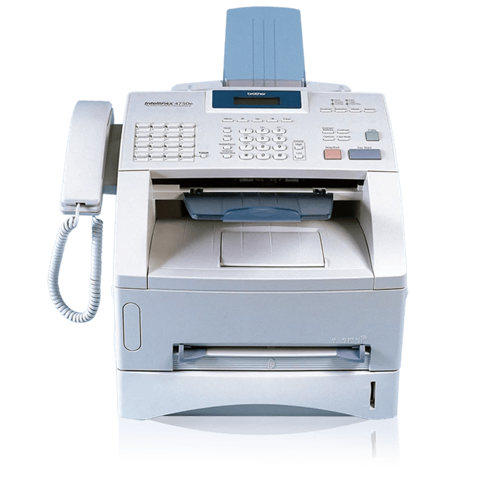Brother IntelliFax-4750e laser fax machine with telephone handset and paper tray