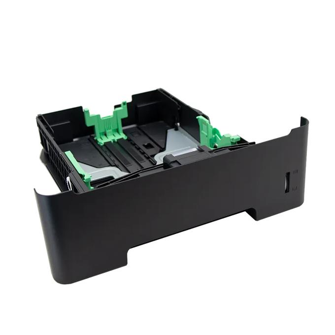 Brother printer paper tray with black exterior and green internal components
