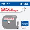 Brother M-K232 non-laminated label tape cartridge with red text on white, 0.47-inch width