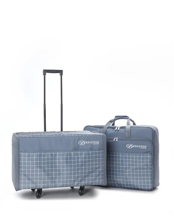 Brother Designio rolling sewing machine case and carry bag with grid pattern design