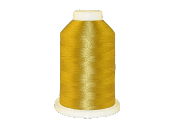 Brother embroidery thread spool in golden yellow with white cap on cone base