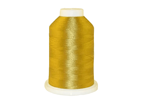 Brother embroidery thread spool in golden yellow with white cap on cone base