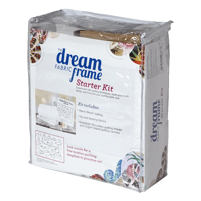 Brother Dream Fabric Frame Starter Kit in clear packaging with quilting supplies