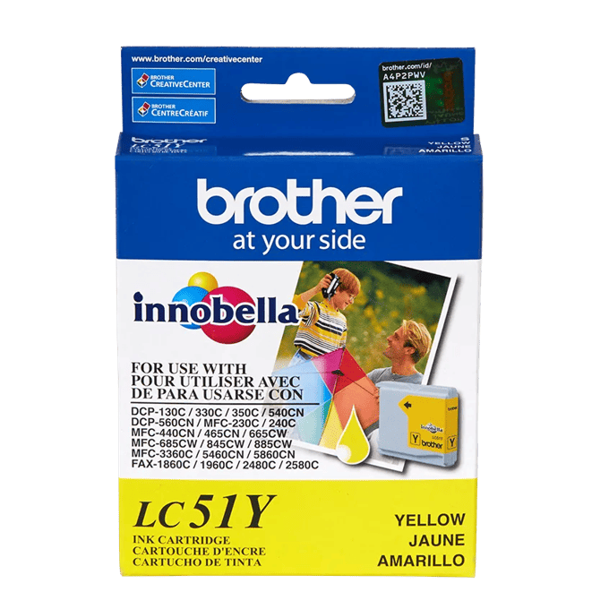 Brother LC51Y yellow ink cartridge for inkjet printers