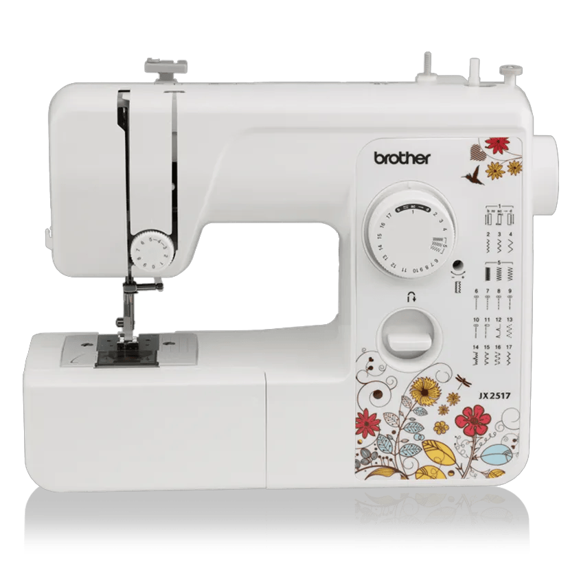 Brother JX2517 sewing machine with floral design and 17 built-in stitches