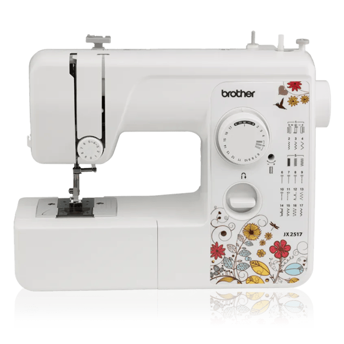 Brother JX2517 sewing machine with floral design and 17 built-in stitches