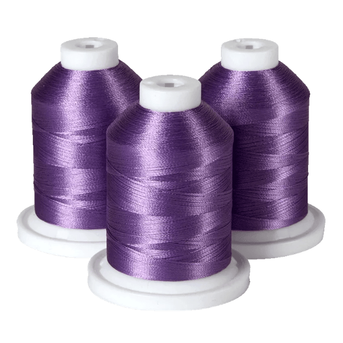 Brother embroidery thread spools in purple on white bases