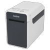 Brother TD-2130NHC desktop label printer with wireless connectivity in white and gray