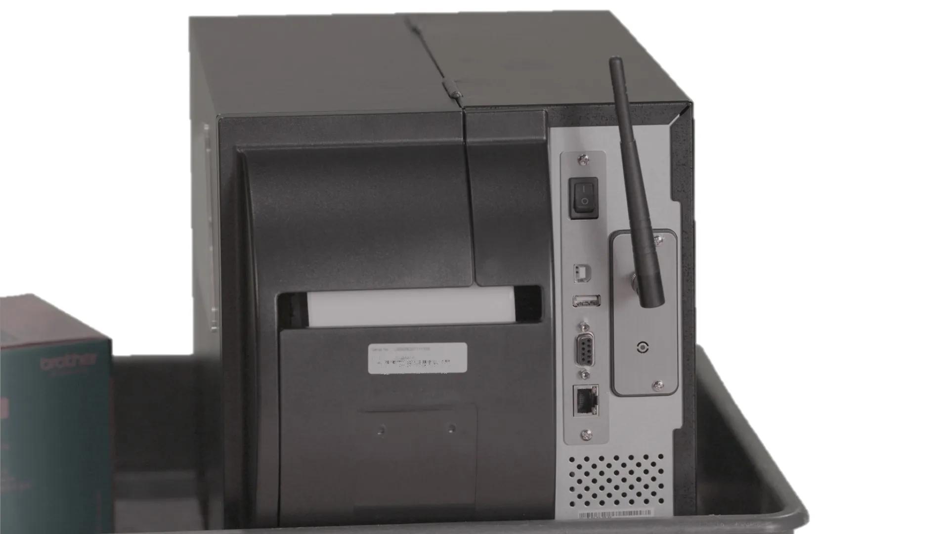 Brother printer rear panel showing wireless antenna and connectivity ports