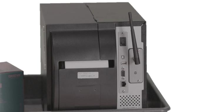 Brother printer rear panel showing wireless antenna and connectivity ports